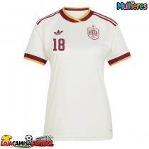 Camisa de Futebol Espanha Martin Zubimendi #18 Equipamento Secundário Mulheres Mundo 2026 Manga Curta